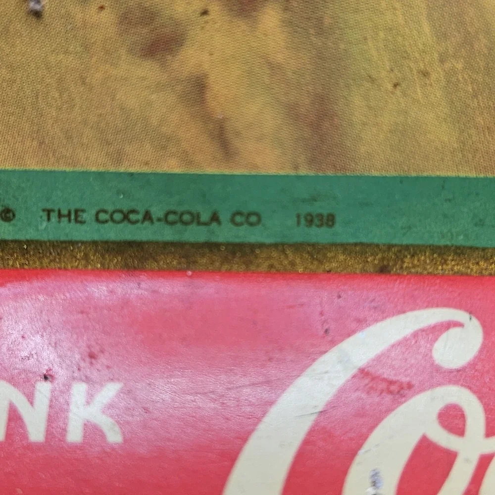 Vintage Coca Cola Girl In The Shade Metal Tin Lithographed Serving Tray 1938 30s